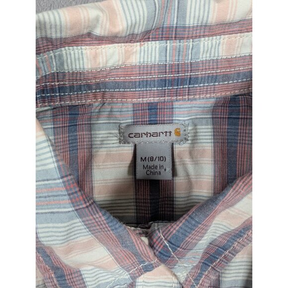 Carhartt Button Up Blouse Womens Size Medium Plaid Outdoor Work Chore Rugged - Picture 2 of 8
